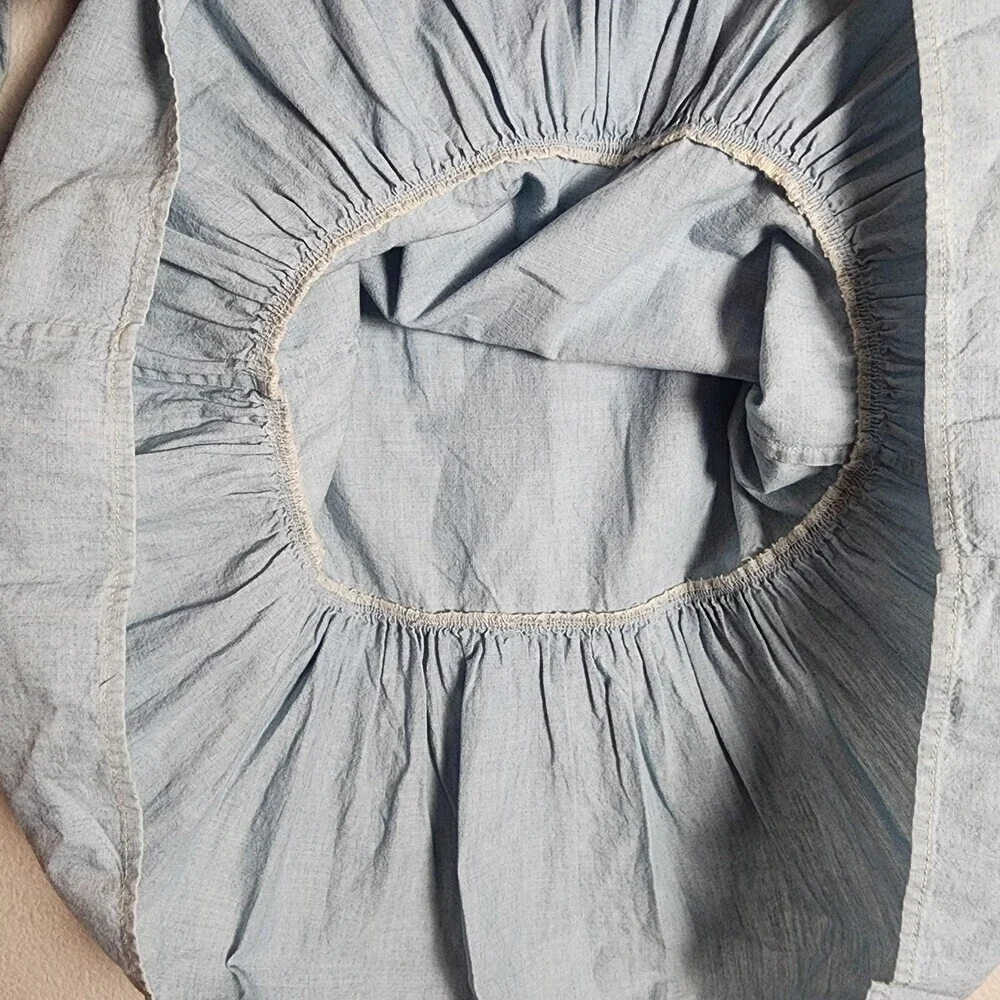 Polo Ralph Lauren Dress Girls 10 Blue Chambray Shirt Dress Drop Waist Ruffle Hem